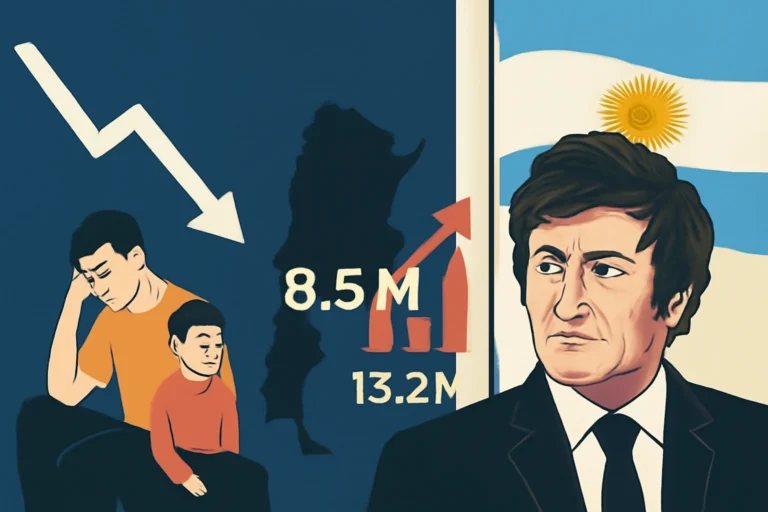 Queda da pobreza na Argentina para 28,2% reduz para 8,5 milhões nas áreas pesquisadas, projeção nacional aponta 13,2 milhões e governo de Milei enfrenta dilema