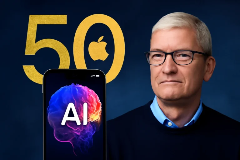 Apple faz 50 anos e precisa provar seu papel na era da IA, iPhone e privacidade, Tim Cook aposta em serviços e hardware para enfrentar rivais e China