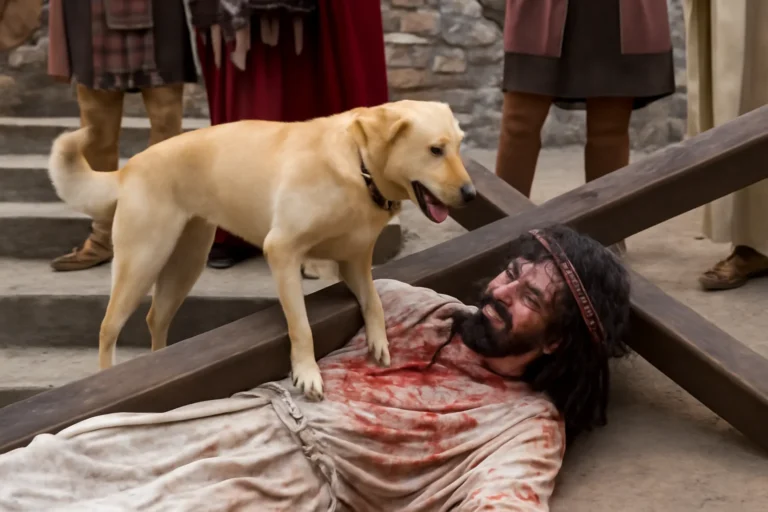Cadela que ‘defende’ ator que interpretava Jesus na Paixão de Cristo em Sapiranga vira Luna, é adotada após vídeo viral, tutor diz que pode devolver se dono aparecer