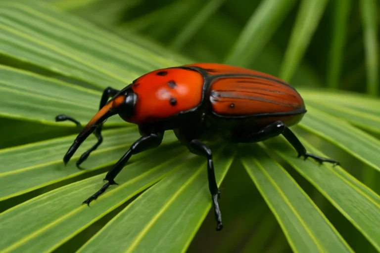 Bicudo-vermelho, besouro invasor que pode estar no Brasil, ameaça palmeiras ornamentais e produtivas, risco de prejuízos expressivos para produtores e paisagismo