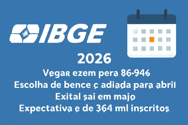 Edital IBGE temporários 2026: vagas caem para 36.946, escolha da banca é adiada para abril, edital sai em maio e expectativa é de 364 mil inscritos