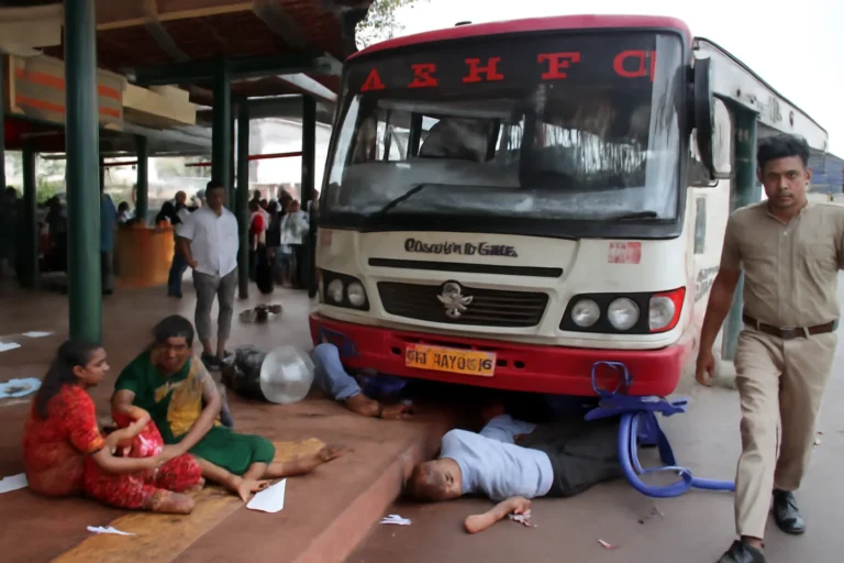 Ônibus invade terminal rodoviário na Índia, atropela passageiros e mata criança de 2 anos em Haveri, quatro pessoas ficam feridas e polícia investiga