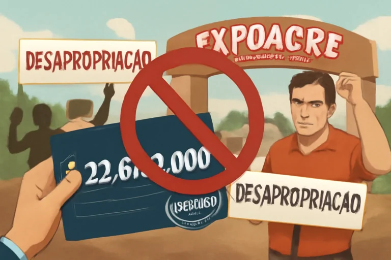 Desapropriação Expoacre em xeque, pagamento de R$ 22,6 milhões é suspenso pelo TCE em Rio Branco por falta de transparência e risco ao erário