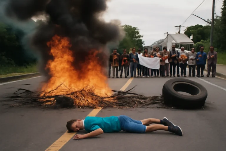 Criança de 10 anos morre atropelada na RJ-122, moradores fecham quilômetro 17 e exigem passarela, calçada e acostamento em Guapimirim