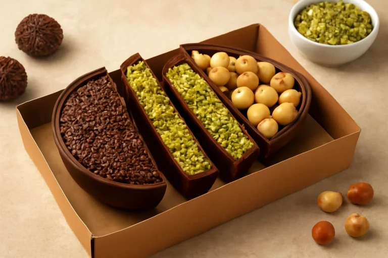 Ovo de Páscoa em fatias, guia completo com passo a passo, montagem de gomos e dicas para unir brigadeiro, pistache e avelã em uma só caixa para dividir com a família