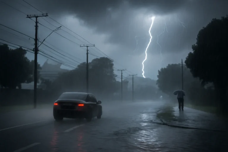 Inmet emite alerta de temporais no Vale do Paraíba, risco de chuva forte e ventos de até 60 km/h, alagamentos e quedas de energia, saiba como se proteger