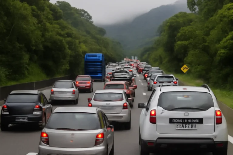 Mogi-Bertioga, trânsito intenso na volta do feriado, aumento de fluxo desde o meio-dia, lentidão entre os km 69 e 83 e sem acidentes registrados