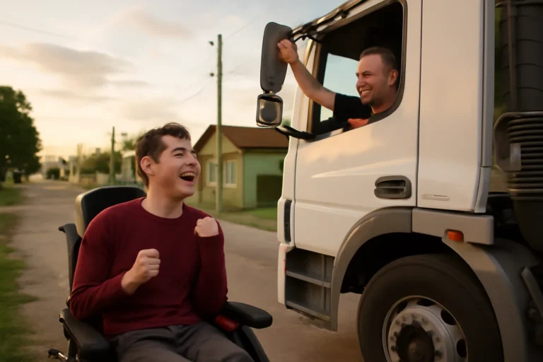 Menino com paralisia cerebral de 14 anos reconhece chegada do pai pela buzina do caminhão em Rio Grande e emociona família