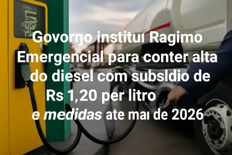 Governo institui Regime Emergencial para conter alta do diesel com subsídio de R$ 1,20 por litro e medidas até maio de 2026