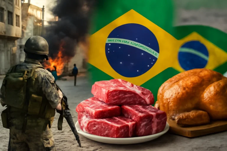 Conflito no Oriente Médio derruba exportações brasileiras de carne bovina e frango para a região em março de 2026